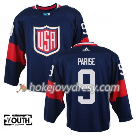Dětské Hokejový Dres USA Zach Parise 9 Světový pohár v ledním hokeji 2016 Modrá Premier